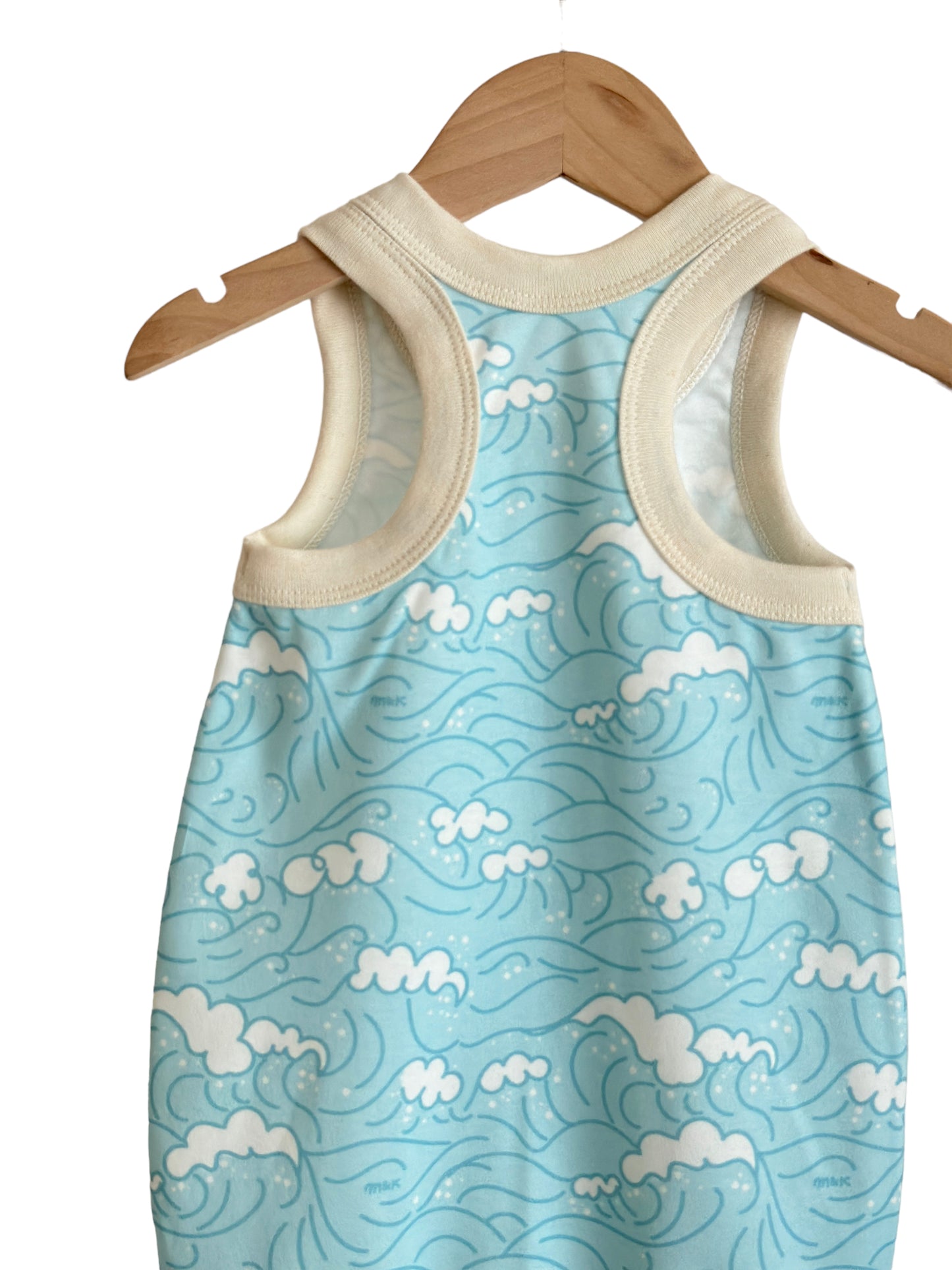 RETRO BLUE WAVES SURFER ROMPER