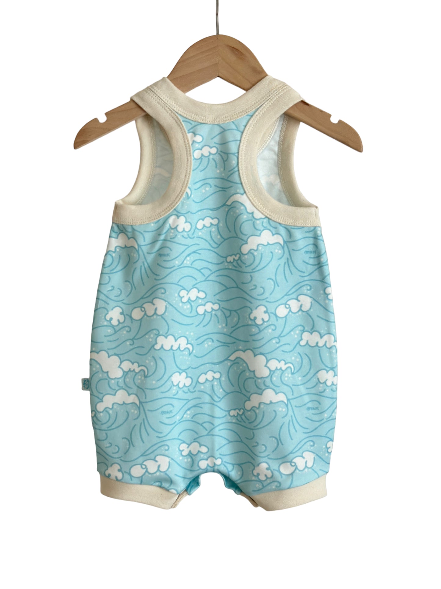 RETRO BLUE WAVES SURFER ROMPER