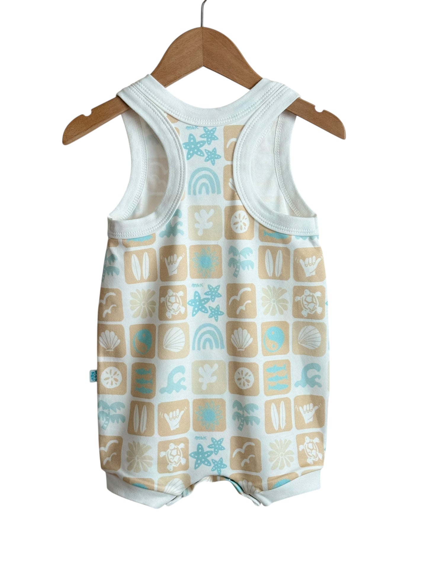 SUMMER CHECKERS SURFER ROMPER