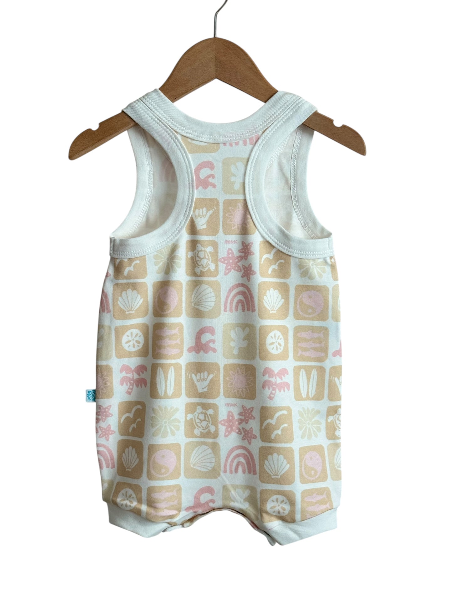 BUBBLEGUM SUMMER CHECKERS SURFER ROMPER