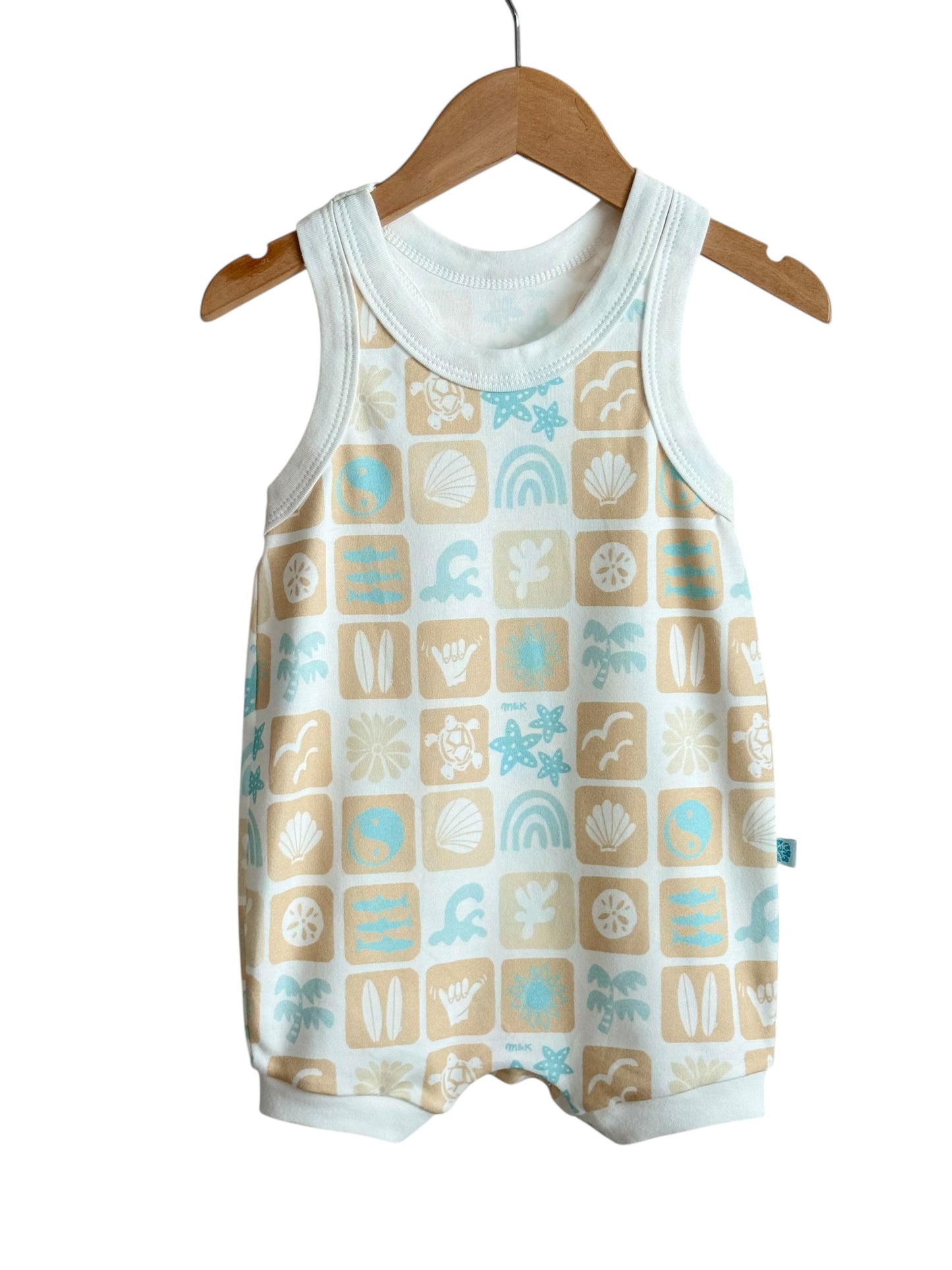 SUMMER CHECKERS SURFER ROMPER