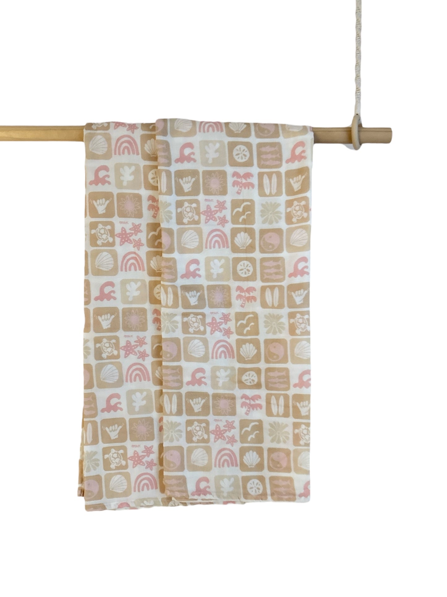 BUBBLEGUM SUMMER CHECKERS OVERSIZE SWADDLE BLANKET