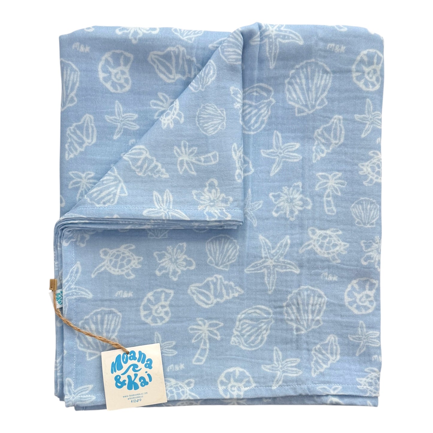 Shells Baby Blue Swaddle Blanket