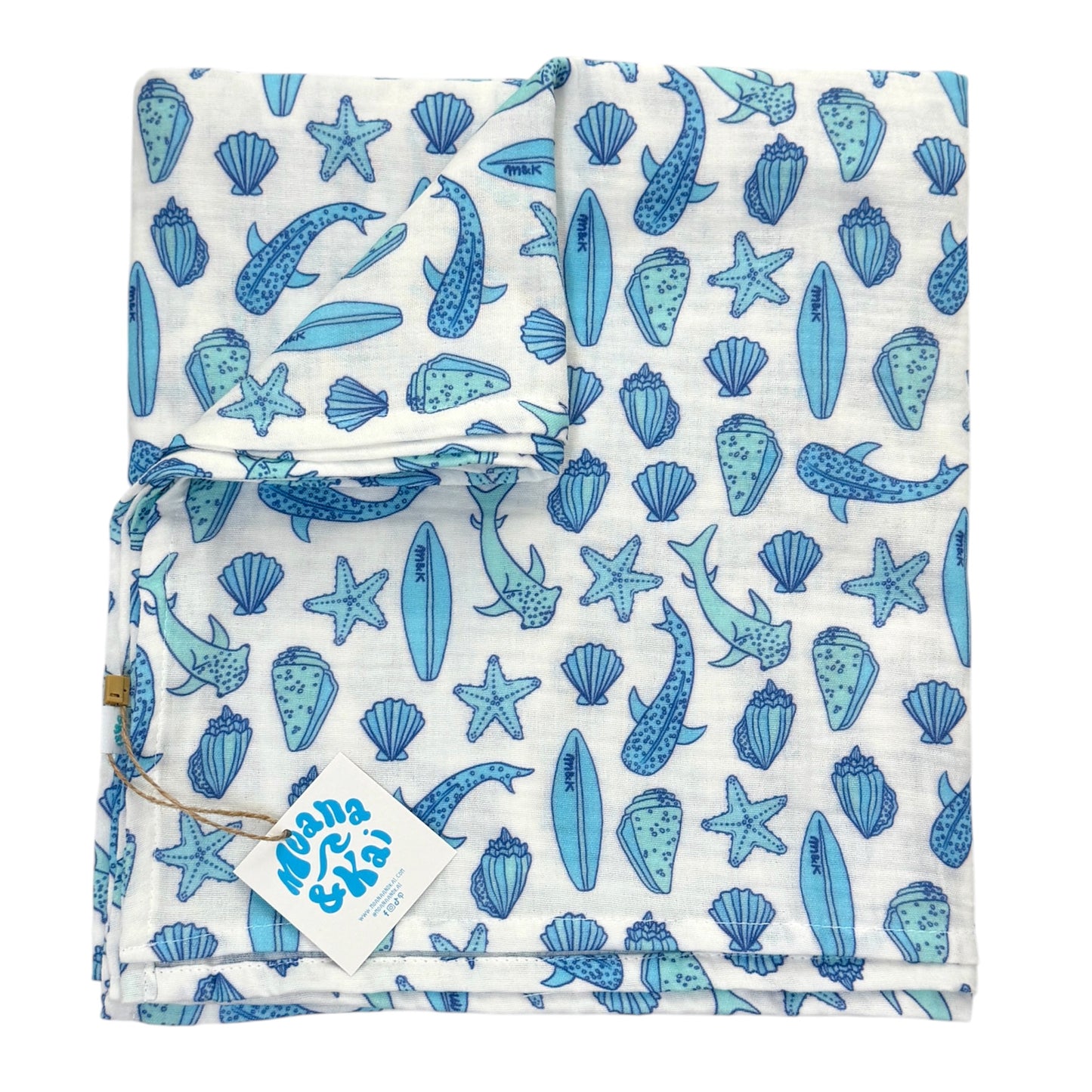 Sharks Blue Swaddle Blanket