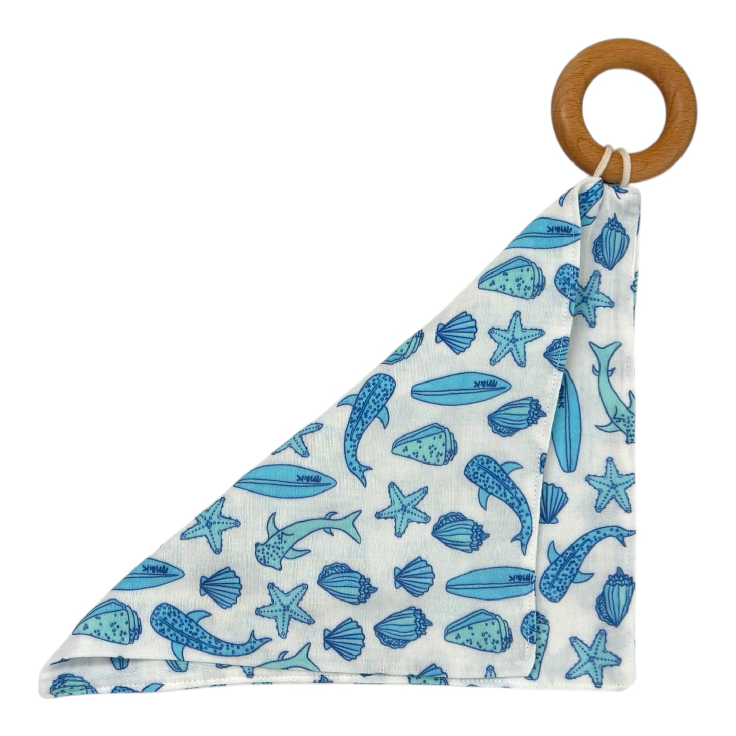 Sharks Blue Organic Maple Teething Ring