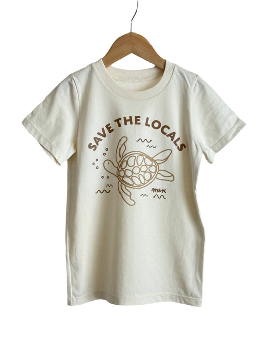 SAVE THE LOCALS BROWN GRAPHIC T-SHIRT