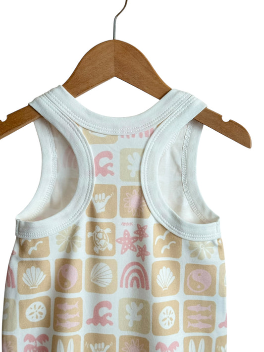BUBBLEGUM SUMMER CHECKERS SURFER ROMPER
