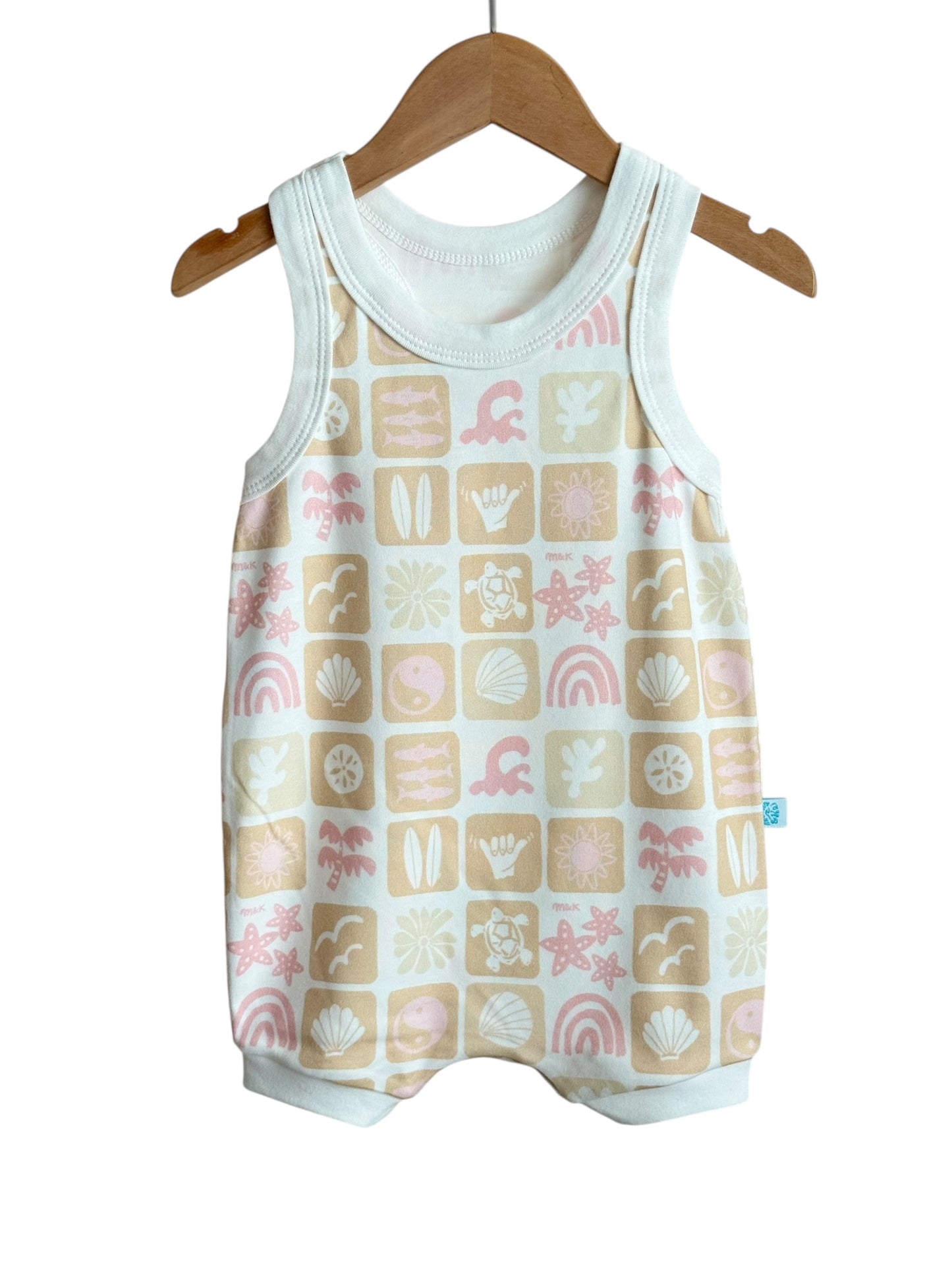BUBBLEGUM SUMMER CHECKERS SURFER ROMPER