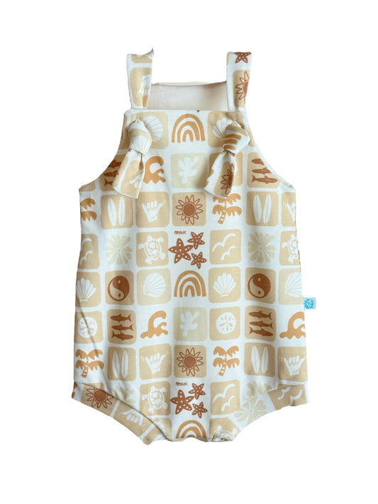 SUMMER CHECKERS BROWN LITTLE KAI ROMPER