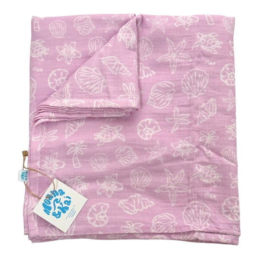 Shells Lavender Swaddle Blanket