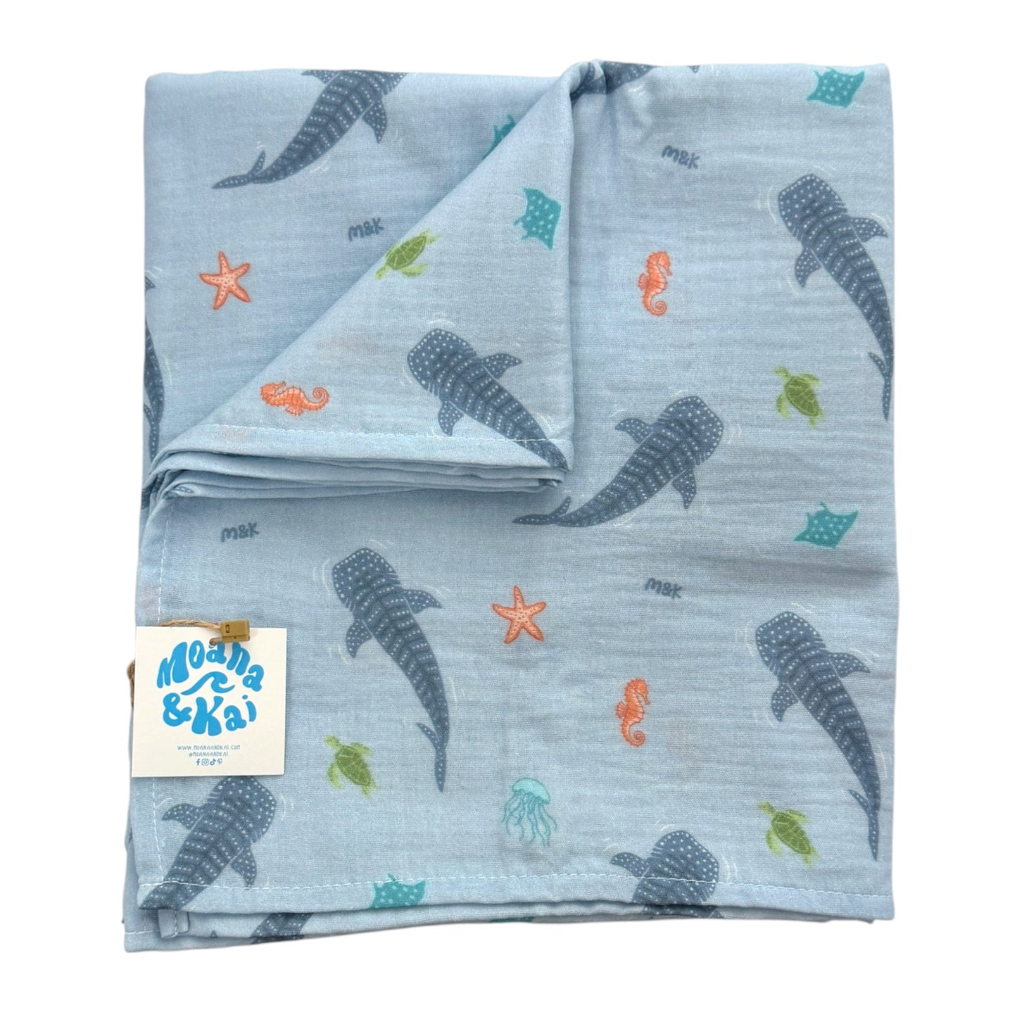 Whale Shark Blue Swaddle Blanket