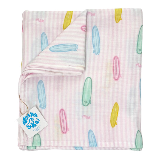 Surfboards Pink Swaddle Blanket