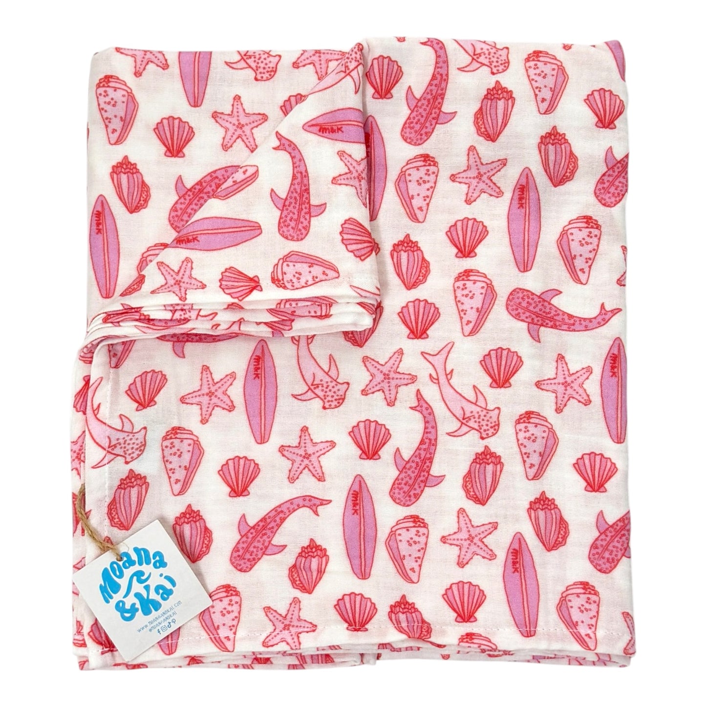 Sharks Hot Pink Swaddle Blanket