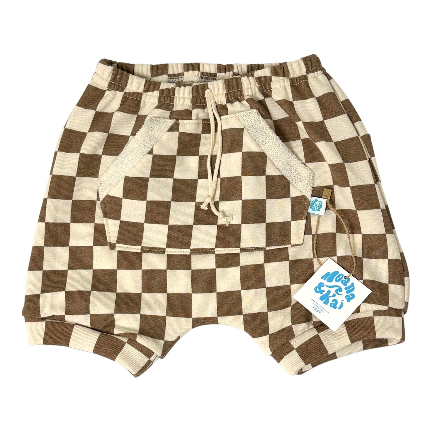 Brown Checkers Harem Shorts