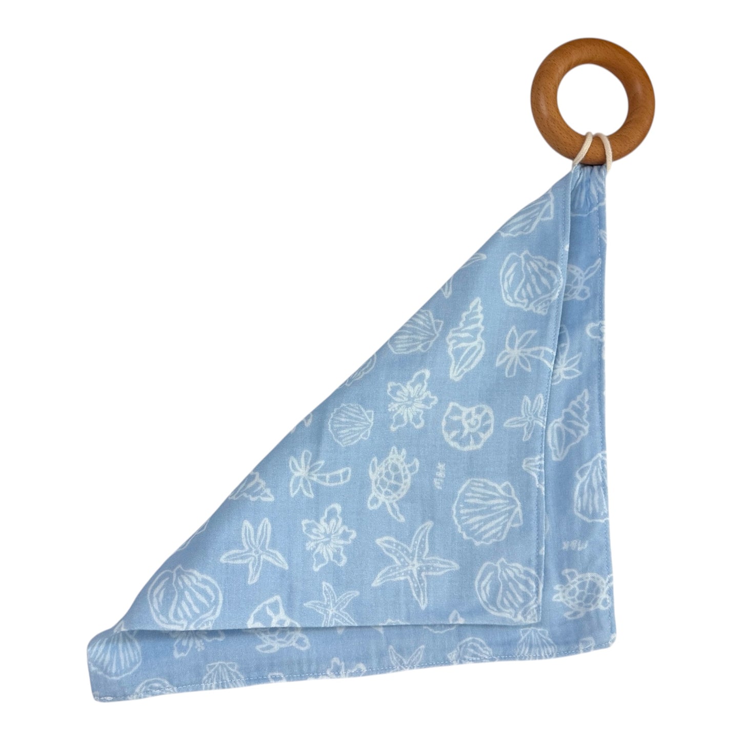Shells Baby Blue Organic Maple Teething Ring