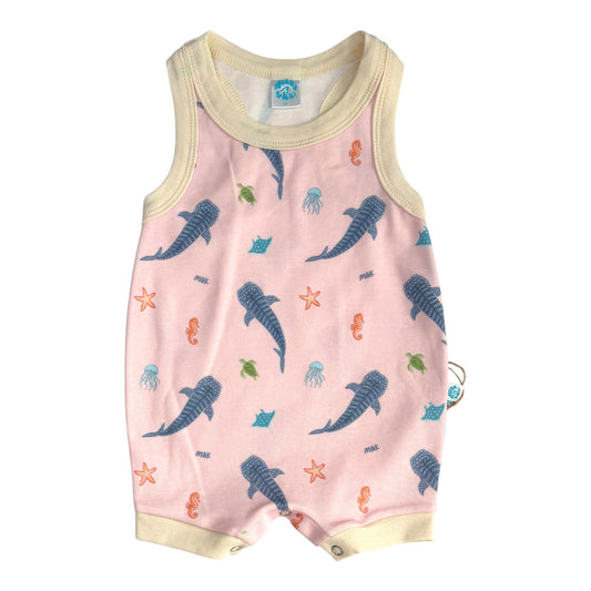 Whale Sharks Pink Surfer Romper