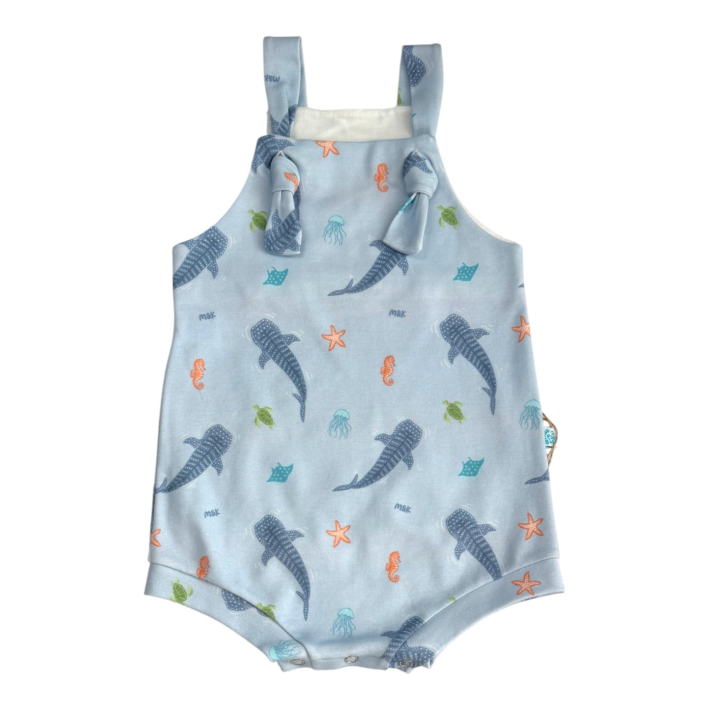 Whale Sharks Blue Little Kai Romper